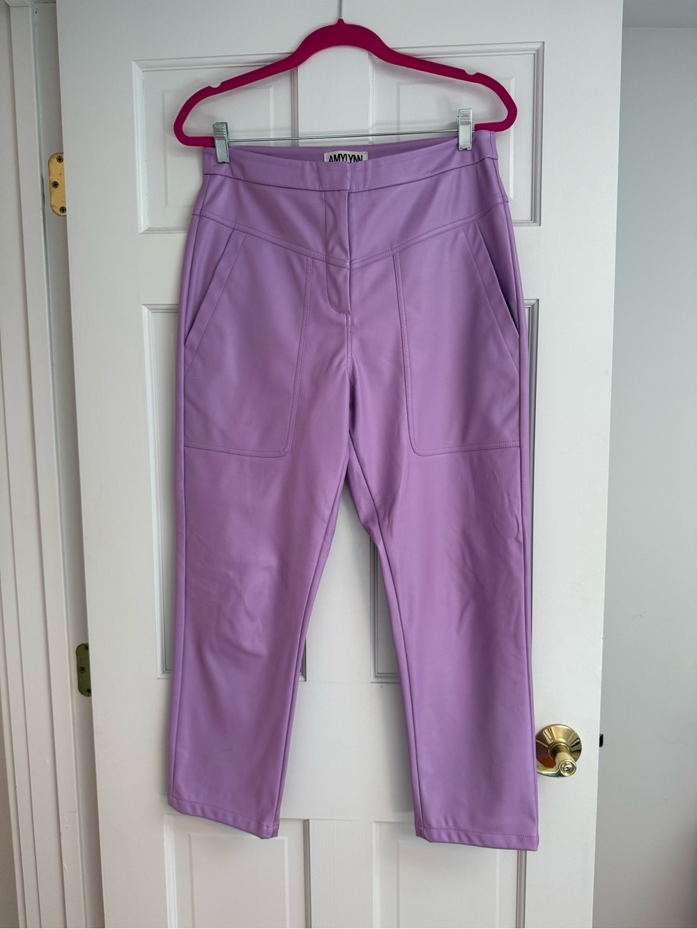 Lavender Faux Leather High-Waist Pants